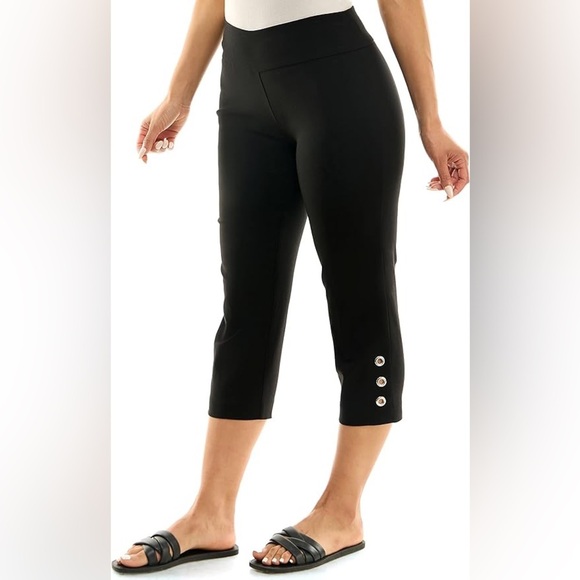 Zac & Rachel Womens Black Pull On Tummy Control Shaper Capri Pants Size Small - Picture 2 of 9